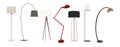 Modern Floor lamps set. Different interior vector.