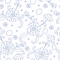 Vector seamless pattern, hand drawn floral elements.