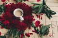 Modern floral instagram blogging image. stylish coffee and beaut