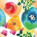 Modern floral seamless pattern in watercolor technique. Royalty Free Stock Photo