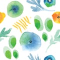 Modern floral seamless pattern in watercolor technique. Royalty Free Stock Photo