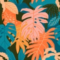 Modern floral tropical hawaiian seamless pattern in vector.