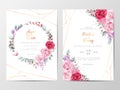 Modern floral wedding invitation cards template set with flowers decoration Royalty Free Stock Photo