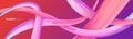 Modern fluidity composition banner. Abstract wavy 3D liquid shapes on pink background. Art fluid abstraction pattern