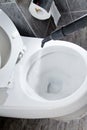 Modern flush toilet. Cleaning Royalty Free Stock Photo