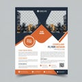 Modern flyer design with geometric elements. Features include two triangular photo Royalty Free Stock Photo