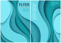 Flyer Paper Cut Style Design with Blue Layers