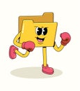 folder boxer character groovy cartoon illustration Royalty Free Stock Photo