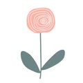 Modern folk boho single isolated flower in Scandinavian style. Floral daisy plant cutout decor element. Swedish folklore