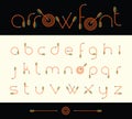 Modern font shaped like archery arrows