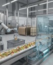Modern food processing facility with robotics and automation Royalty Free Stock Photo
