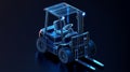 Digital representation of a modern forklift designed in a futuristic style with glowing elements Royalty Free Stock Photo