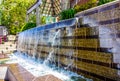 Modern Fountain With Cascading Waterfall Royalty Free Stock Photo