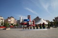 Modern fountain with Matryoshkas in the evening