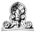 Modern French Antefix, roof, vintage engraving