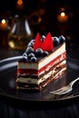 Modern French Cake with Champagne Decoration for Bastille Day of France Royalty Free Stock Photo
