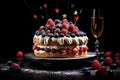 Modern French Cake with Champagne Decoration for Bastille Day of France Royalty Free Stock Photo