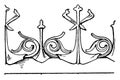 Modern French Cresting Border is a design found in the castle of Pierrefonds in France, vintage engraving Royalty Free Stock Photo