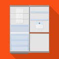 Modern fridge vector icon.Flat vector icon isolated on white background modern fridge. Royalty Free Stock Photo