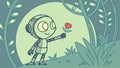 Friendly Robot Holding a Red Heart, AI Empathy Concept, vector design Generative AI Royalty Free Stock Photo