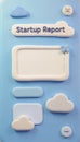 Friendly Claymorphism Startup Report Template with Soft 3D Matte-Plastic Cloud Shapes Royalty Free Stock Photo