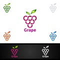 Modern Fruit Grape Logo for Food and Drink Wine Design Illustration