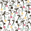Modern fruit seamless pattern. Background with cherry. Great for kids fabric, textile, etc. Vector Illustration.