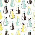 Modern fruit seamless pattern. Background with pears. Great for kids fabric, textile, etc. Vector Illustration.