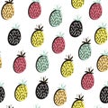 Modern fruit seamless pattern. Background with pineapple. Great for kids fabric, textile, etc. Vector Illustration.