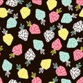 Modern fruit seamless pattern. Background with strawberry. Great for kids fabric, textile, etc. Vector Illustration