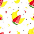 Modern fruits seamless pattern, great design for any purposes. Vector fashion background. Royalty Free Stock Photo