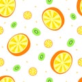 Modern fruits seamless pattern, great design for any purposes. Vector fashion background. Royalty Free Stock Photo