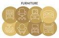 Modern Furniture Infographic design template with icons. Interior design Infographic visualization in bubble design on