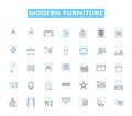 Modern furniture linear icons set. Minimalism, Sleek, Chic, Contemporary, Functional, Innovation, Geometry line vector