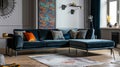 Modern furniture in luxurious loft interior in eclectic . Ai Generative