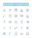 Modern furniture vector line icons set. contemporary, stylish, sleek, designer, functional, luxurious, updated