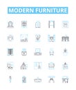 Modern furniture vector line icons set. contemporary, stylish, sleek, designer, functional, luxurious, updated
