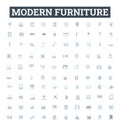 Modern furniture vector line icons set. contemporary, stylish, sleek, designer, functional, luxurious, updated