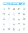 Modern furniture vector line icons set. contemporary, stylish, sleek, designer, functional, luxurious, updated