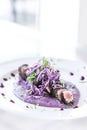 Modern fusion gourmet food cuisine seared tuna fish meal