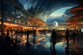 Modern future abstract airport. Modern interior