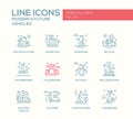 Modern and Future Vehicle - line design icons set