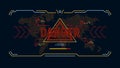 Modern futuristic background with warning message danger. Sci-fi user interface design on background world map in pixels