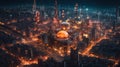 modern futuristic city, night glowing cityscape generative ai