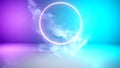 Modern Futuristic 3D Rendering Smoke Neon Circle White Glow Light