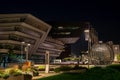 Modern futuristic Economic University of Vienna at night Royalty Free Stock Photo