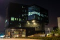 Modern and futuristic Economic University of Vienna at night Royalty Free Stock Photo