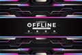 Modern Futuristic Gaming and Social Media Banner Currently Offline Gradient Blue and Pink with Metallic Dark Grey Background