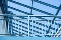 modern futuristic gray-blue balcony with transparent ceiling