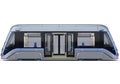 Modern futuristic light rail train carriage with sleek design isolated on white background Royalty Free Stock Photo
